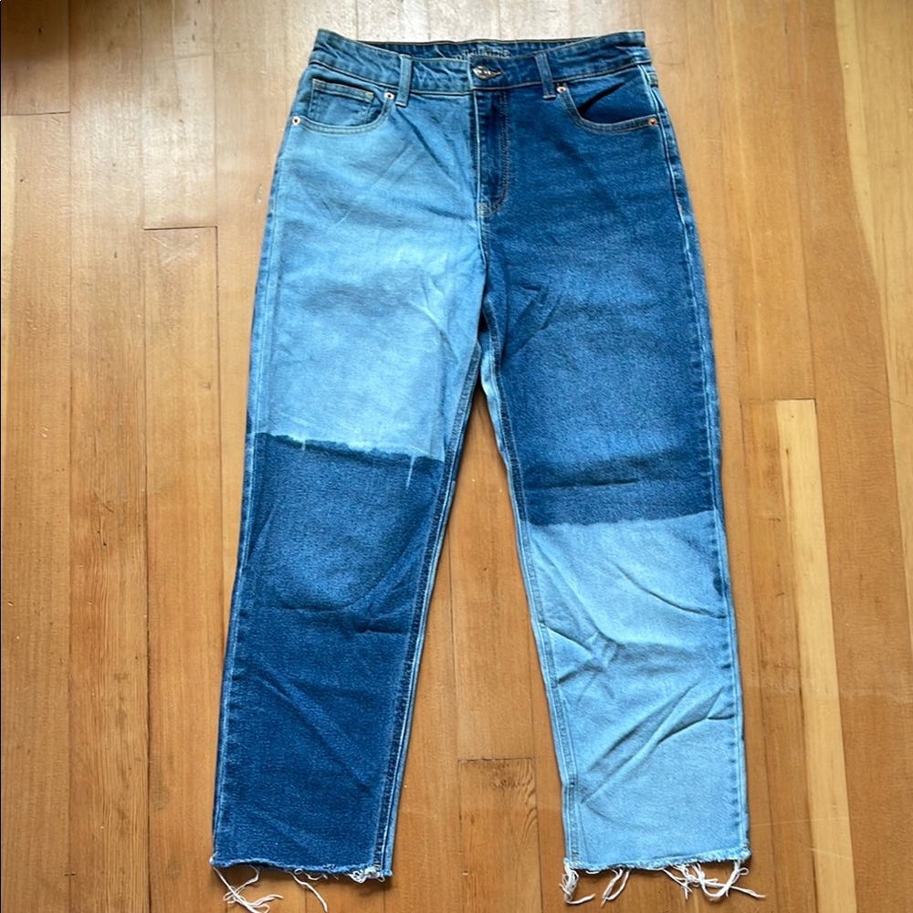 Wild Fable High Rise Straight Ankle Patchwork Denim Jeans